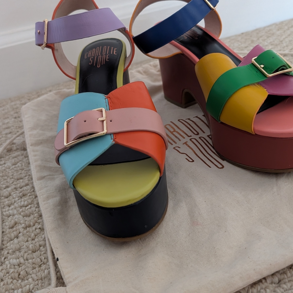 Charlotte Stone, Iconic "Rafi" Multicolor Strappy Platform Sandals - Picture 7 of 11
